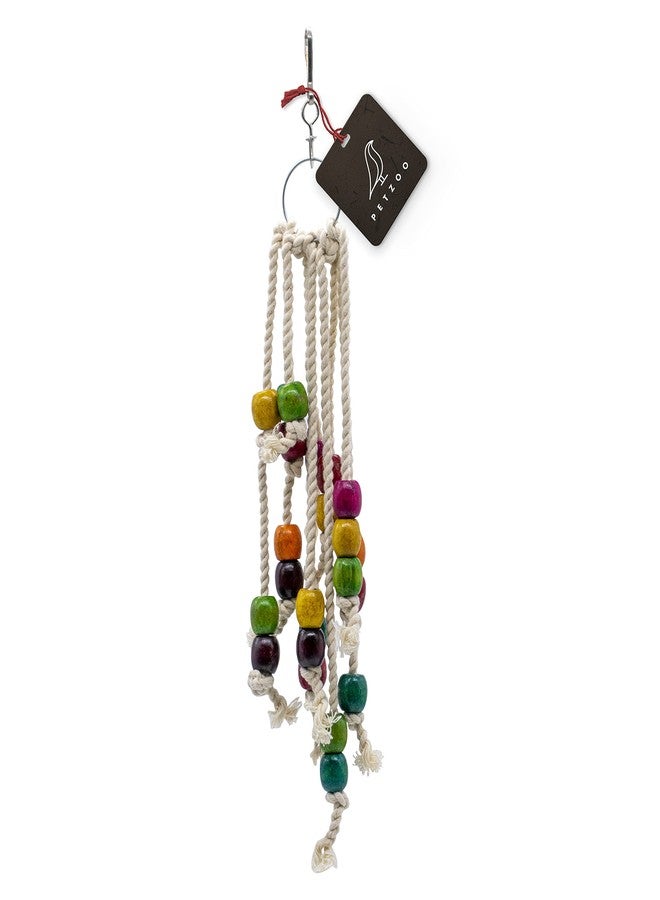 PETZOO Creative Thread & Beads Hanging Toy for Birds, Macaw, African Grey, Parrot, Alexandrine, Budgies, Hamster Cage Accessories, Resting Toy & Wooden Training Aid for Bird & Parrots - Image 1